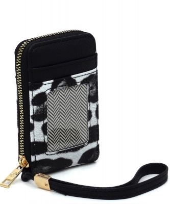 Fashion Accordion Card Holder Wallet Wristlet AD024 SNOW LEOPARD